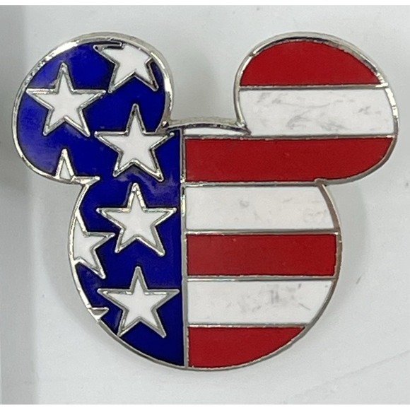 Disney Other - 2001 Disney Epcot World Showcase Mickey Mouse Ears Stars & Stripes Patriotic Pin